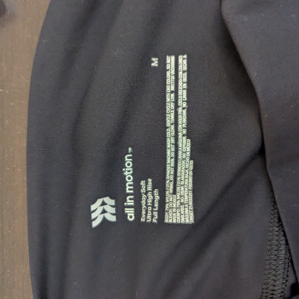 All in Motion Black Full Length Leggings